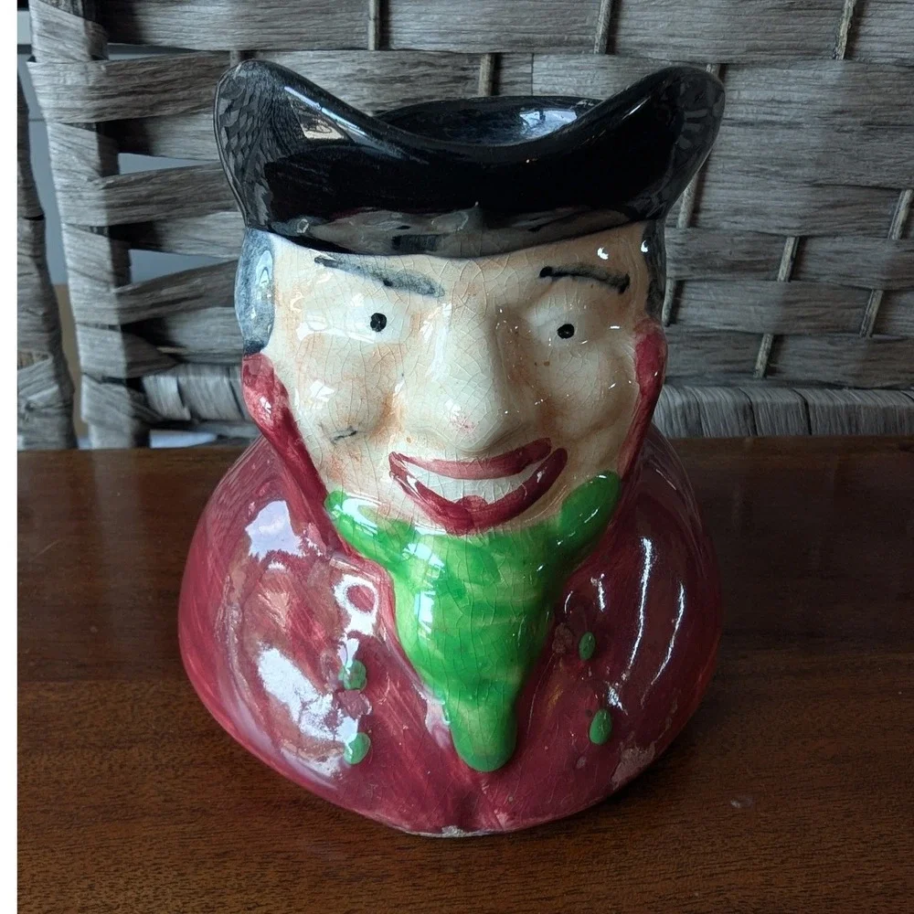 Vtg MCM Shorter & Son Toby Jug Staffordshire‎ England Character Pitcher Red Coat